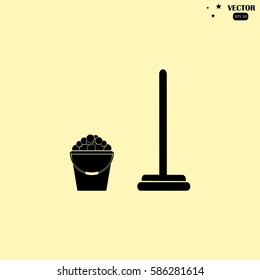 Cleaning. bucket and mop