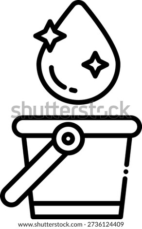 Cleaning Bucket with Shiny Water Drop Icon