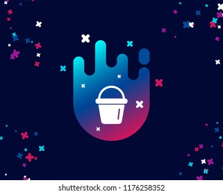 Cleaning bucket simple icon. Washing Housekeeping equipment sign. Cool banner with icon. Abstract shape with gradient. Vector