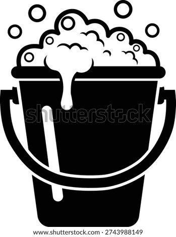 Cleaning bucket with soap foam bubbles, washing, hygiene, chores, domestic
