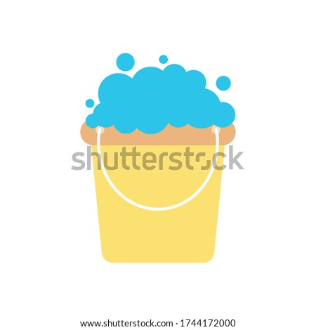 cleaning bucket with soapy water icon over white background, flat style, vector illustration