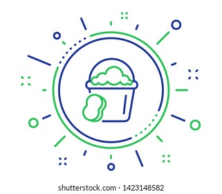 Cleaning bucket with sponge line icon. Washing Housekeeping equipment sign. Quality design elements. Technology sponge button. Editable stroke. Vector