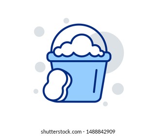 Cleaning bucket with sponge line icon. Washing Housekeeping equipment sign. Linear design sign. Colorful sponge icon. Vector