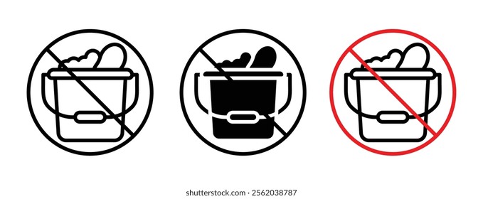 Cleaning bucket with sponge sign vector set