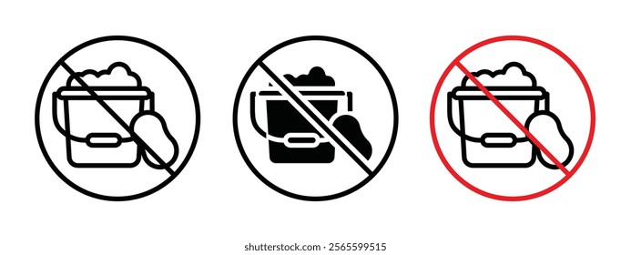 Cleaning bucket with sponge sign vector in black and yellow colors