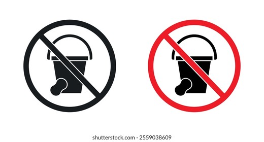 Cleaning bucket with sponge sign vectors in black and colored version