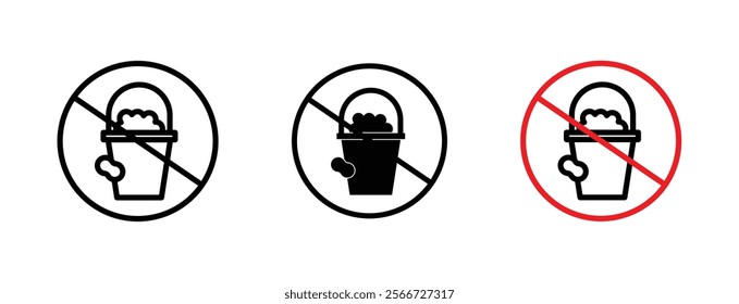 Cleaning bucket with sponge signs vector collection pack