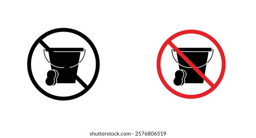 Cleaning bucket with sponge signs vector pack for web designs