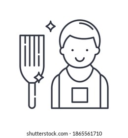 Cleaning business icon, linear isolated illustration, thin line vector, web design sign, outline concept symbol with editable stroke on white background.