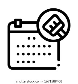 Limpiando vector de iconos de calendario. Signo de calendario de limpieza de esquema. Ilustración de símbolo de contorno aislado
