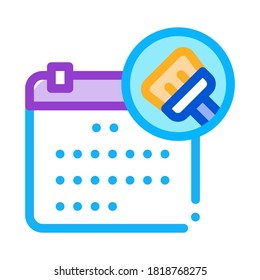 Limpiando vector de iconos del calendario. Signo de calendario de limpieza de esquema. Ilustración de símbolo de contorno aislado