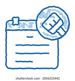 Putz-Kalender-Skizze-Symbol Vektorgrafik. Handgezeichnetes blaues doodle line Art Cleaning Kalenderzeichen. einzelne Symbolillustration