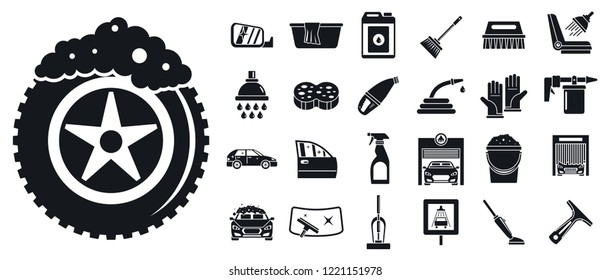 Cleaning car wash icon set. Simple set of cleaning car wash vector icons for web design on white background
