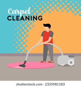 Cleaning carpet illustration background. Carpet cleaner illustration. Colorful carpet cleaning web banner background illustration