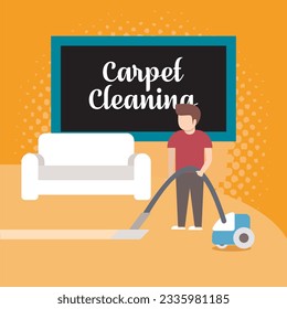 Cleaning carpet illustration background. Carpet cleaner illustration. Colorful carpet cleaning web banner background illustration