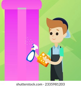 Fondo de la ilustración de la alfombra de limpieza. Ilustración del filtro de alfombras. Ilustración de fondo de banner web de limpieza de alfombras coloridas