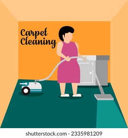 Cleaning carpet illustration background. Carpet cleaner illustration. Colorful carpet cleaning web banner background illustration