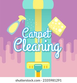 Cleaning carpet illustration background. Carpet cleaner illustration. Colorful carpet cleaning web banner background illustration
