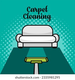 Cleaning carpet illustration background. Carpet cleaner illustration. Colorful carpet cleaning web banner background illustration