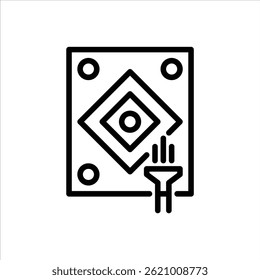 ícone de contorno do tapete de limpeza. ilustração de linha preta do tapete de aspiração.
