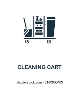 Cleaning Cart Icon. Monochrome Simple Line Housekeeping Icon For Templates, Web Design And Infographics