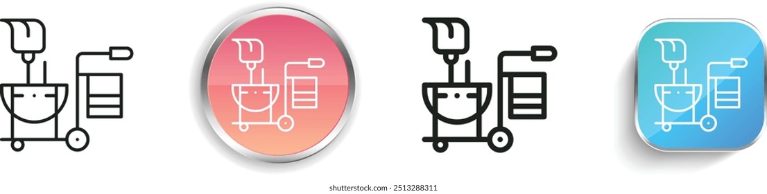 ícone limpando carrinho. Design fino, linear, regular e estilo botão isolado no fundo branco