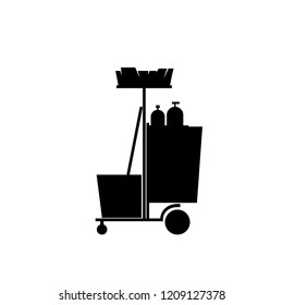 Cleaning Cart Silhouette Icon. Clipart Image Isolated On White Background