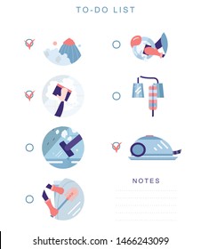 Cleaning checklist in a flat style. Flat vector icon set