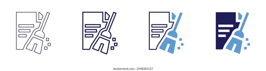 Cleaning checklist icon in 4 different styles. Thin Line, Line, Bold Line, Duotone. Duotone style. Editable stroke.