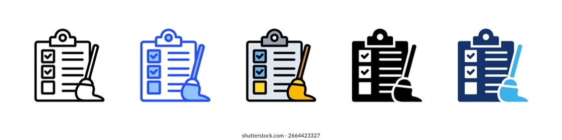 Cleaning Checklist Icon Collection With Multiple Styles