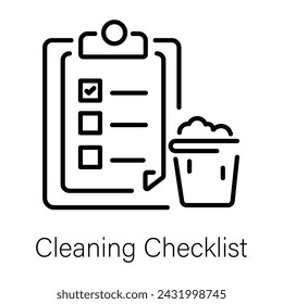 Cleaning checklist icon in line style 