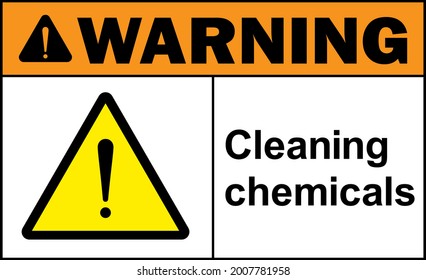 Cleaning Chemicals Warning Sign. Hazardous Chemical Signs And Symbols.