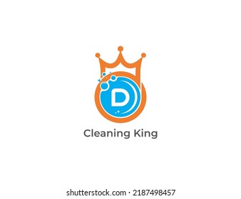 Cleaning Clean Service Logo Concept icon sign symbol Design with Letter D. Crown, Cleaning King Logotype. Vector illustration logo template