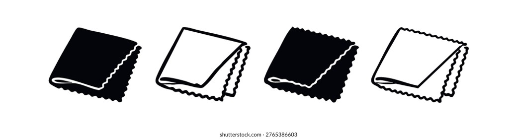 Cleaning cloth icons. Microfiber towel or fabric for hygiene and polishing.
