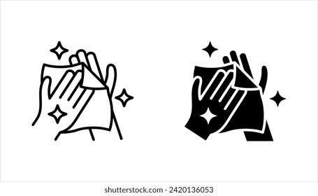 Cleaning cloth line icon set. Wipe with a rag symbol. Housekeeping equipment sign. vector illustration on white background