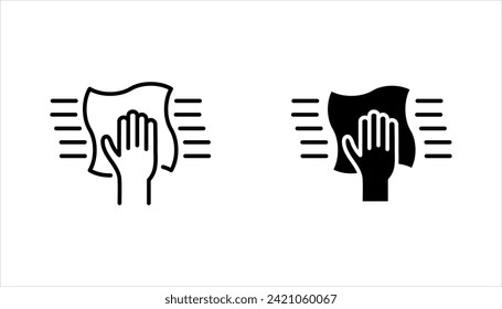 Cleaning cloth line icon set. Wipe with a rag symbol. Housekeeping equipment sign. vector illustration on white background