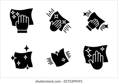Cleaning cloth line icon set, vector illustration on white background.