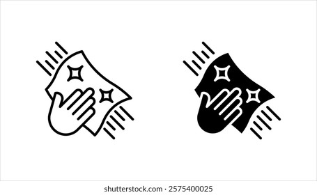 Cleaning cloth line icon set, vector illustration on white background.