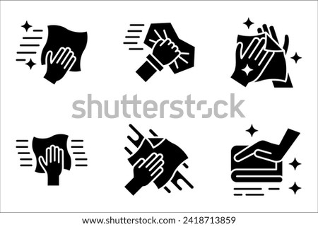 Cleaning cloth line icon set. Wipe with a rag symbol. Housekeeping equipment sign. vector illustration on white background