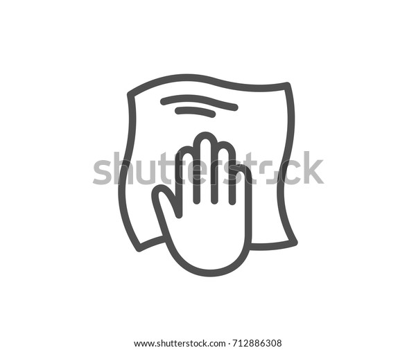 Cleaning cloth line icon. Wipe with a rag symbol.\
Housekeeping equipment sign. Quality design element. Editable\
stroke. Vector