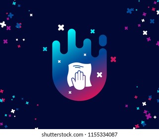Cleaning cloth simple icon. Wipe with a rag symbol. Housekeeping equipment sign. Cool banner with icon. Abstract shape with gradient. Vector