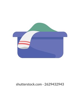 Cleaning clothes. Dirty clothes basket. Clothes washing. 