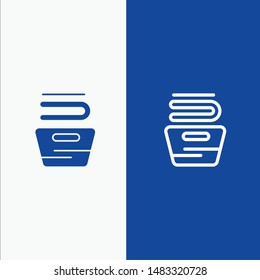Cleaning, Clothes, Housekeeping, Washing Line and Glyph Solid icon Blue banner Line and Glyph Solid icon Blue banner