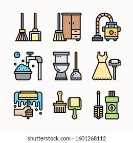 Cleaning of Color vector icons