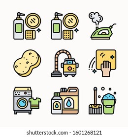 Cleaning of Color vector icons