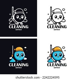 Cleaning company logo with a game character