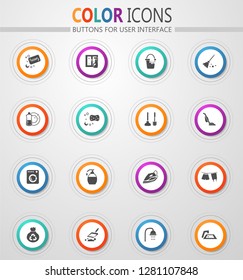 Cleaning company round vector icons for user interface