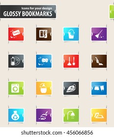 Cleaning company vector glossy bookmarks for your design