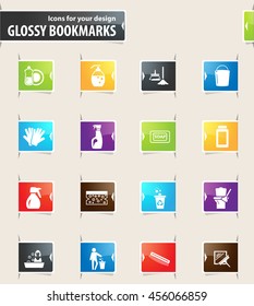 Cleaning company vector glossy bookmarks for your design