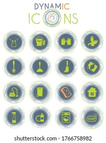cleaning company vector icons on white background with dynamic lines for animation for web and user interface design